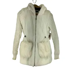 ユーズドフルギ USED古着 ケーブルニット切り替え ファー パーカー レディース 表記無 