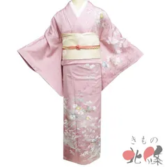 訪問着 着物 中古 正絹 袷 フォーマル 紋付 花鳥の図 鶴 似桃色 多色 身丈164.5cm 裄66cm L きもの北條 A1327-12 訪問着 着物 中古 正絹 袷 フォーマル 紋付 花鳥の図 鶴 似桃色 多色