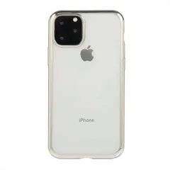 iPhone14ProMax 対応 ケース カバー 背面タイプ ソフトケース クリアケース 透明 クリア フチ フレーム メタリック メッキ TPU素材 マイクロドット加工 密着痕防止 シルバー