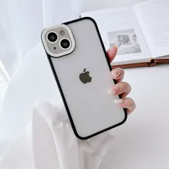 iPhone14ProMax 対応 ケース カバー 背面タイプ クリアケース フチ クリア 透明 マット シック シンプル おしゃれ かわいい ブラック ホワイト