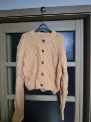 ZARA オレンジ クロップド ニット カーディガン m