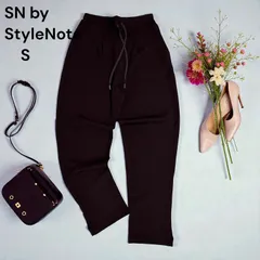 新品　ベルメゾン　SN by StyleNote  スタイルノート　ストレッチパンツ　S ダークブラウン　カジュアルパンツのサムネイル
