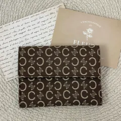 セリーヌ Cマカダム柄 キャンバス レザー 折り財布 ウォレット 札入れ小銭入れ レディース ブラウン系 Celine Vintage Monogram Short Wallet Brown 22342