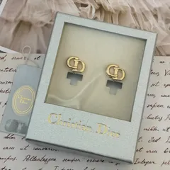 【箱付き】【極美品】クリスチャンディオール イヤリング CDロゴ GPメッキ ゴールド金 ピアス GPメッキ アクセサリー  Christian Dior Vintage CD Logo Earrings Gold 22337