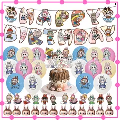 ラブブ LABUBU モンスター 誕生日 バルーン A HAPPY BIRTHDAY 風船 バースデーセット飾付け 装飾 ゲームSNS 写真 映え 子供 お祝い 撮影 パーティー ガーランド イベント ハッピー バースデイ アルミバルーン  幸運　ラッキー