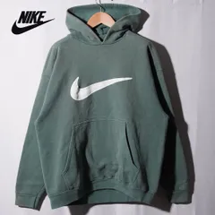 90s USA製 白タグ ナイキ NIKE パーカー M 大きめ フェード グリーン ビッグロゴ スウッシュ ヴィンテージ Vintage 雰囲気系 ストリート アメカジ 古着 K506