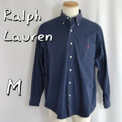 Ralph Laurenラルフローレン 90sヴィンテージ コットン製クラシックフィットBDシャツ M ネイビー紺色【古着】【中古】【送料無料】