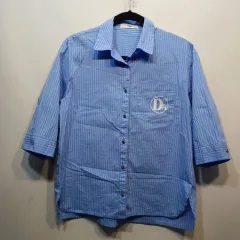 Dafon ストライプ 7分 シャツ ブルー 95サイズ 夏 62053