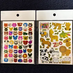 キラキラ平面シール  1枚150円 デコシール レトロ 《どうぶつたち・動物園》