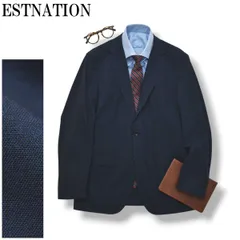 【極美品】 エストネーション ESTNATION ストレッチ ネイビーソリッド シングル 2B テーラードジャケット アンコンジャケット 春夏 カジュアル ビジネス ビジカジ 50 ネイビー メンズ