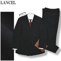 ランセル LANCEL ダブル 4B ブラックスーツ セットアップ 上下 テーラードジャケット スラックスパンツ セミフォーマル 通年 冠婚葬祭 AB5 メンズ