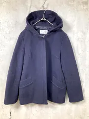 le.coeur blanc ルクールブラン 定価36300円 カシミヤ混フードノーカラーショート コート size38/紺 ◆■レディース
