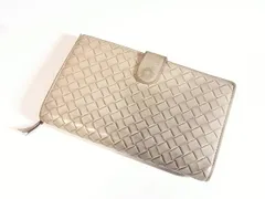BOTTEGA VENETA ボッテガヴェネタ イントレチャート ラウンドジップ長財布 小銭入れ付き ブラウンベージュ ラムスキン