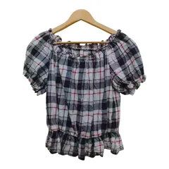 INGNI イング チェック柄 オフショルダーブラウス サイズM 白 赤 ネイビー かわいい 古着