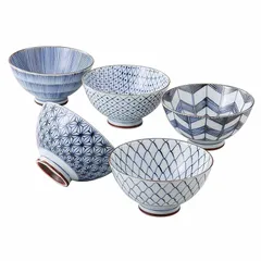 西海陶器(Saikaitoki) 有田焼 清秀窯 お茶碗 飯碗 直径約12cm 5柄 古染絵変り 食器セット 茶碗 セット おちゃわん 青 白 和柄 ごはんお茶碗 ご飯茶碗 プレゼント 新生活 食器 和食器 電子レンジ 食洗機対応 日本製19541 1のサムネイル
