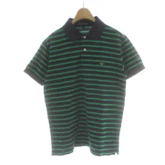 パーリーゲイツ PEARLY GATES ポロシャツ 1 ネイビー 紺色 緑 グリーン ストライプ柄 半袖 ポロ襟 ゴルフウェア トップス /PP ■GY61