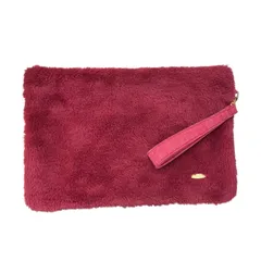 186000 現状品 BLUE LABEL CRESTBRIDGE クラッチバッグ レッド ファー レディース