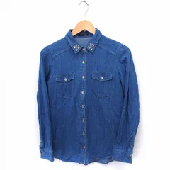 イング INGNI シャツ ブラウス デニム ビジュー装飾 長袖 綿 M ブルー 青 /FT30