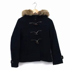 アースミュージック&エコロジー EARTH MUSIC & ECOLOGY ダッフル コート アウター ショート 無地 フェイクファー M 黒 ブラック /NT27