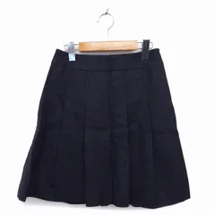 インディヴィ INDIVI スカート フレア ひざ丈 ウール タック サイドジップ 38 チャコールグレー /NT15