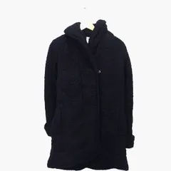 ムルーア MURUA 中綿 コート ビッグカラー 起毛 ミディ丈 ウール混 F ブラック 黒 /HT2