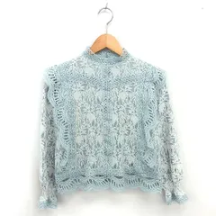 ビームスハート BEAMS HEART ブラウス カットソー レース スタンドカラー プルオーバー 長袖 ミントグリーン 薄緑 /TT