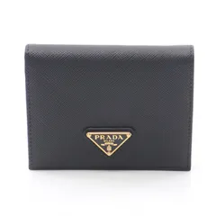 プラダ PRADA 二つ折り財布 SAFFIANO TRIANG 1MV204QHHF0002 ブラック サフィアーノレザー 二つ折財布 レディース 新品