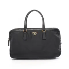 プラダ PRADA ハンドバッグ トライアングルロゴ ブラック ナイロン サフィアーノレザー トライアングルロゴ ハンドバッグ レディース Used B