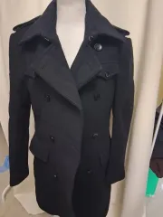 ブラック ダブル ボタン ロング コートM
