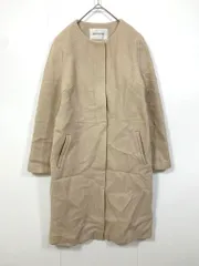 NATURAL BEAUTY BASIC ナチュラルビューティーベーシック ツイーディー ノーカラー コート sizeM/ベージュ ◆■レディース
