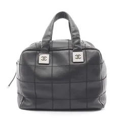 シャネル CHANEL ハンドバッグ チョコバー ブラック レザー カーフ（牛革） チョコバー ボストンバッグ レディース Used A