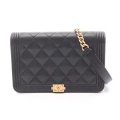 シャネル CHANEL ショルダーバッグ ボーイシャネル マトラッセ ブラック レザー カーフ（牛革） ボーイシャネル チェーンウォレット レディース Used A