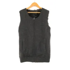 美品 iCB アイシービー ベスト S ウール他 ラビットファー リバーシブル ニットトップス ジップアップ レディース AU3936A61 