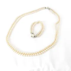 『USED』 パール/メタル  二連パール ネックレス・ブレスレットセット ネックレス