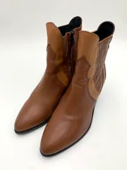 studiound イタリア製 レザー バイカラー サイドジップ ショート ブーツ size36/茶 ■■レディース