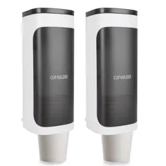 口径50～75mmのコップに対応 コップ用ホルダー 40個収納 使い捨て プラスチックカップ 粘着テープ付き 紙カップ カップディスペンサー ホワイト 2個セット 紙コップホルダー