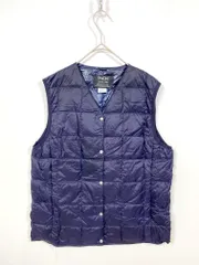 TAION タイオン Vネック ダウンベスト sizeL/紺 ◆■レディース