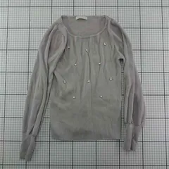 ◇ Θ プロポーションボディドレッシング パール装飾リブニットトップス ライトグレー系 レディース E  【1601150006738】