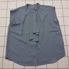 ◇ ⊂ ジーユー GU トレンドフリルノースリーブブラウス ブルー系 M レディース E  【1601150006349】