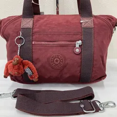 9289　KIPLING キプリング　2way　ショルダーバッグ　ハンドバッグ　トートバッグ　タグ付き　ART MINI　Burnt Carmine C　レディース　ポケット多数　多機能　軽量　カジュアル　チャーム付き　赤茶　ボルドー　ワインレッド　エンジ
