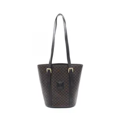 セリーヌ CELINE トートバッグ マカダム ブラック PVCコーティングキャンバス レザー マカダム ショルダートート レディース Used A