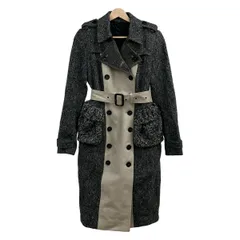 バーバリープローサム トレンチコート サイズ40 M レディース - ダークグレー×グレーベージュ 長袖/ツイード/異素材切替/秋/冬