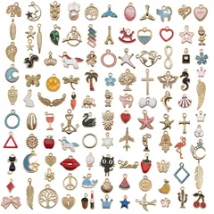 100個セット ハンドメイド アクセサリーパーツ DIY ジュエリー製作 キーホルダー ペンダントトップ チャーム ネックレス イヤリング 材料 [Renjzle] 手作り クラフト 手作りアクセサリー