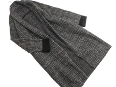 SHIPS シップス ウール混 チェック ロングカーディガン コート 黒ｘグレー ◇■ レディース