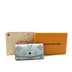 ■外観極上美品■近年2021年製・RFID反応有■LOUIS VUITTON ルイヴィトン　マヒナ　ライトブルー系　ミュルティクレ4 キーケース　4連　マヒナレザー　モノグラムパンチング　シルバー金具　フランス製　保存袋、紙カード、箱、外ケース付き　レディース