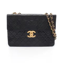 シャネル CHANEL ショルダーバッグ デカマトラッセ34 シングルフラップ ブラック ラムスキン（羊革） デガマトラッセ チェーンショルダー レディース Used B