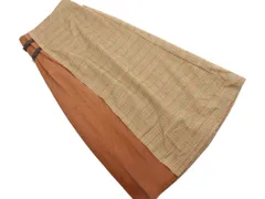 NATURAL BEAUTY BASIC ナチュラルビューティーベーシック プリーツ切替 タータンチェック ロング スカート sizeM/茶 ◇■ レディース