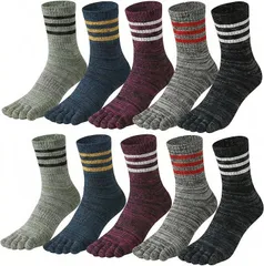 アシメディ 10足セット 靴下 メンズ 五本指ソックス 綿 フリーサイズ 24cm～28cm対応 男性 中厚手 作業用 蒸れない 破れにくい 丈夫な靴下 スポーツ 登山 紳士 ビジネス