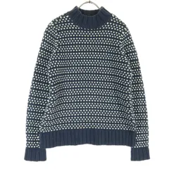 美品 L.L.Bean SIGNATURE エルエルビーンシグネチャー バーズアイ 長袖 コットン ニット XXS ネイビー レディース 古着