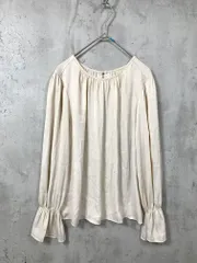 NATURAL BEAUTY BASIC ナチュラルビューティーベーシック 017-1210911 サテンフレアスリーブ ブラウス シャツ sizeS/ベージュ ■■レディース